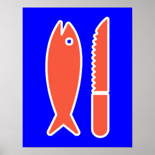 Póster Pescado y cuchillo
