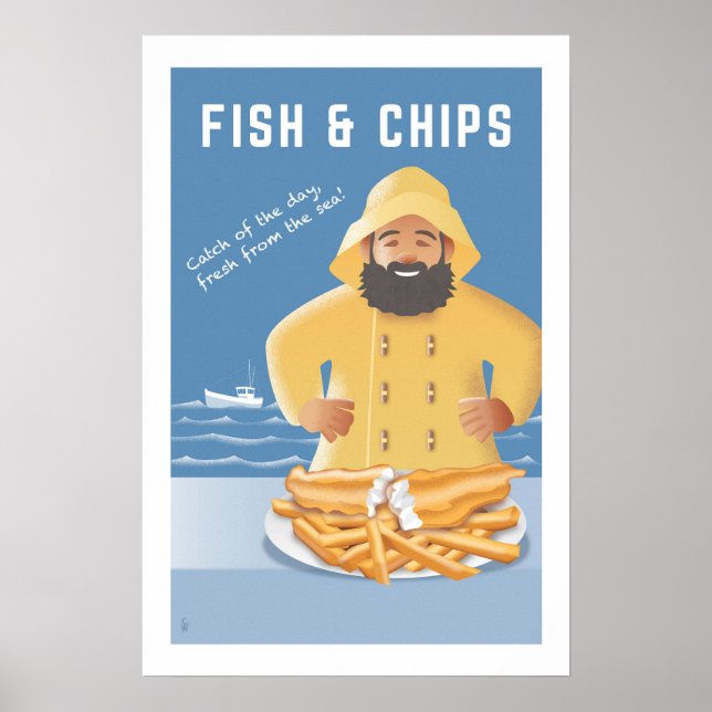Póster Pescado y Patatas Fritas (Frente)