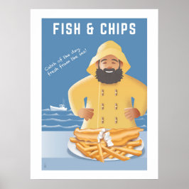 Póster Pescado y Patatas Fritas