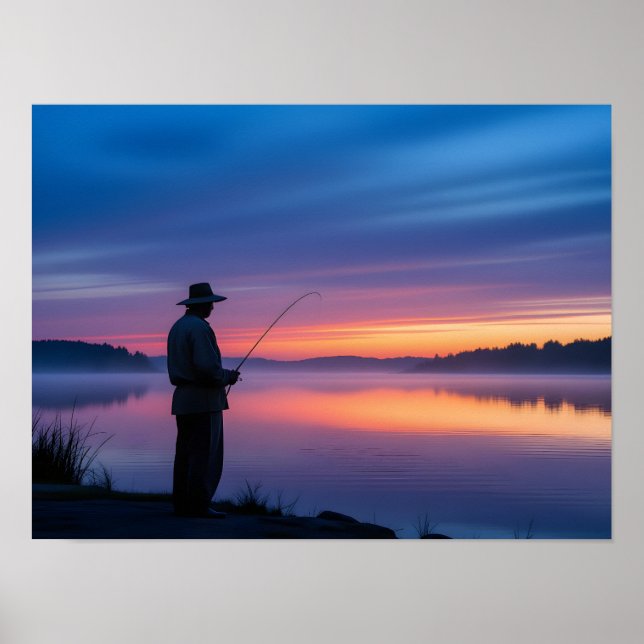 Póster Pescador al Atardecer (Frente)