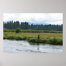 Póster Pescador con mosca en el río Metolius, Oregon