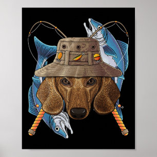Póster Pescador Dachshund Exterior Perro Pescador Diverti