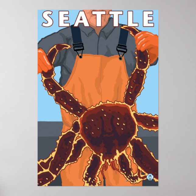 Póster Pescador de cangrejo rey - Seattle, Washington (Frente)