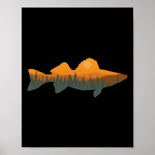 Póster Pescador de la naturaleza silvestre Walleye Fishin