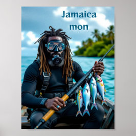 Póster pescador de lanza jamaicano