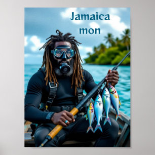 Póster pescador de lanza jamaicano