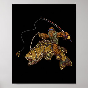 Póster Pescador de lubina de boca pequeña Bigfoot