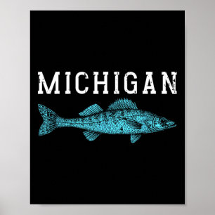 Póster Pescador de lucioperca de Michigan pescador de ang
