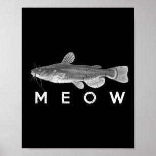 Póster Pescador de pesca de altura Meow Funny