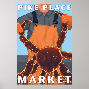 Póster Pescador de rey cangrejo - mercado de lugar de