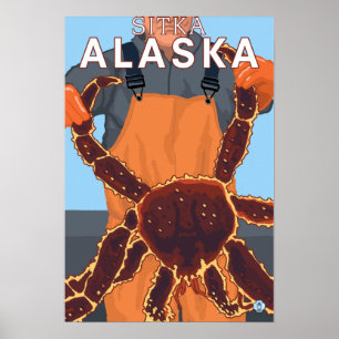 Póster Pescador de rey cangrejo - Sitka, Alaska