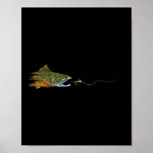 Póster Pescador de trucha arroyo pesca con mosca seca ata