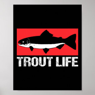 Póster Pescador de trucha de lago divertido vida de pesca