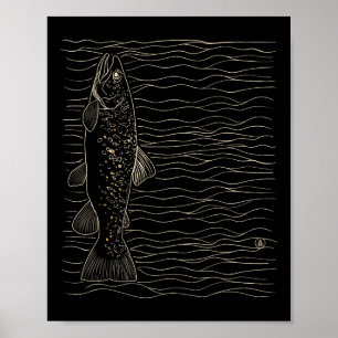 Póster Pescador de trucha marrón con mosca seca para pesc