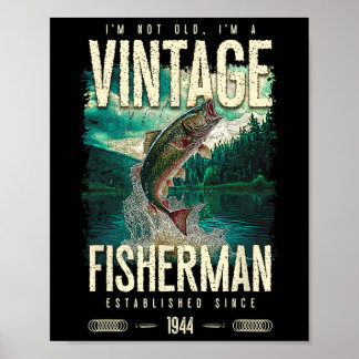 Póster Pescador de Trucha Vintage Divertido Cumpleaños de