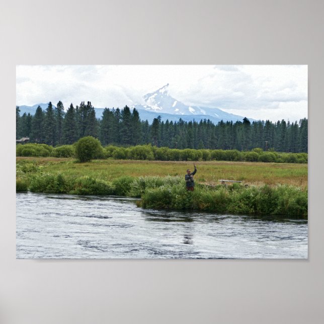 Póster Pescador de vuelo en el río Metolius, Oregón (Frente)