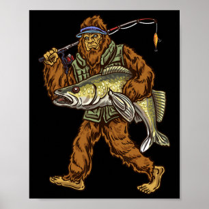 Póster Pescador de Walleye Hundiendo Pescadores de Pie Gr