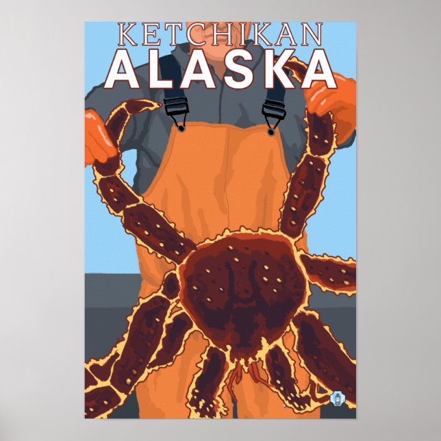 Póster Pescador del cangrejo rey - Ketchikan, Alaska (Frente)
