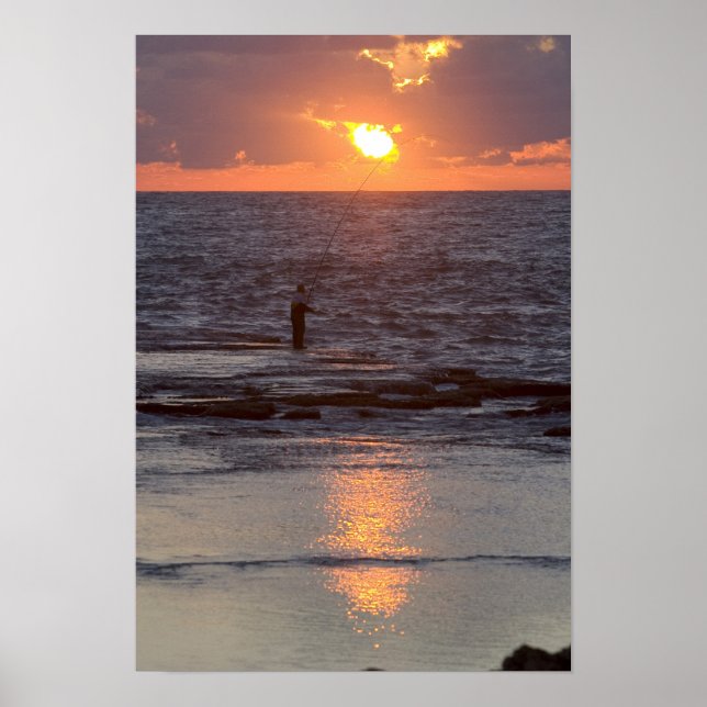 Póster Pescador en Byblos al atardecer, Líbano (Frente)