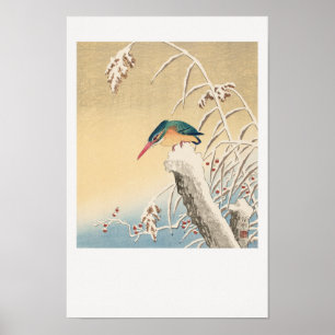 Póster Pescador en la nieve