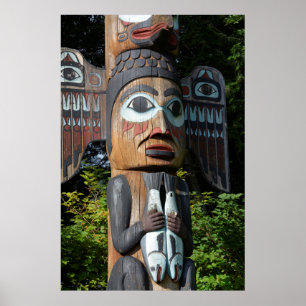 Póster Pescador En Totem Pole, Alaska