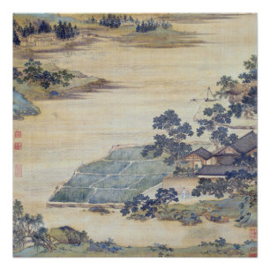 Póster Pescador Ermitaño Qiu Ying pintura antigua China s