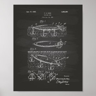 Póster Pescador León de 1923 Patent Art Chalkboard