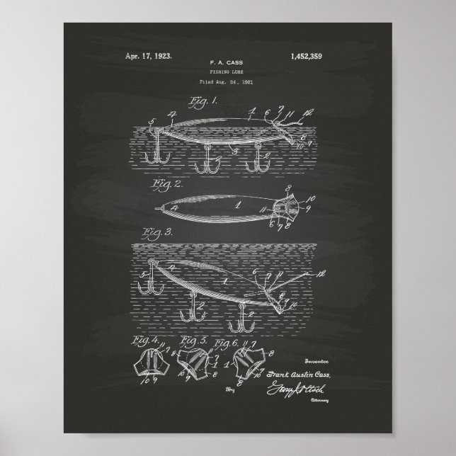 Póster Pescador León de 1923 Patent Art Chalkboard (Frente)