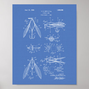Póster Pescador Lure 1926 Patent Art Blueprint
