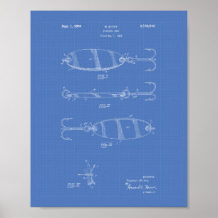 Póster Pescador Lure 1964 Patent Art Blueprint