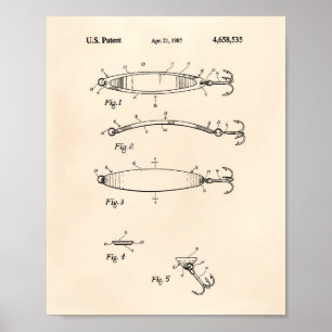 Póster Pescador Lure 1964 Patent Art Old Peper
