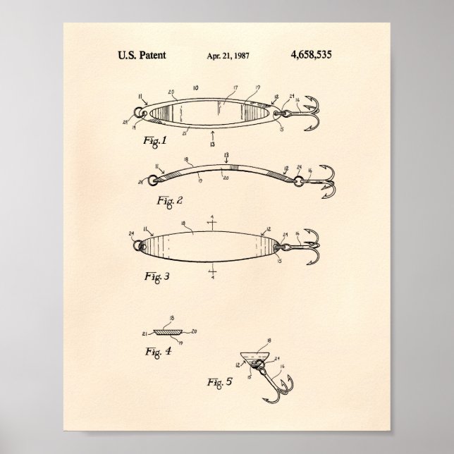 Póster Pescador Lure 1964 Patent Art Old Peper (Frente)