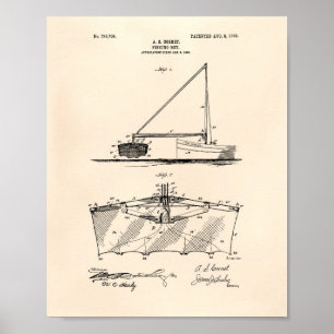 Póster Pescador Net 1905 Patent Art Old Peper