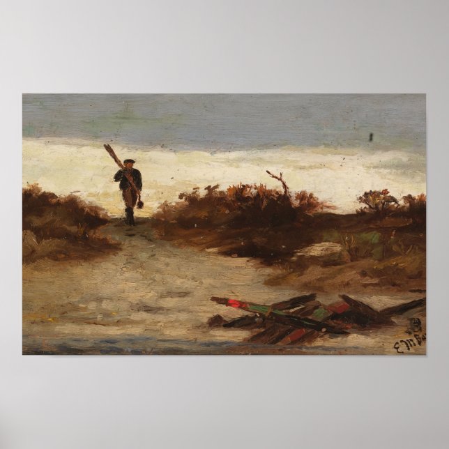 Póster Pescador por agua (1886) Edward Mitchell (Frente)