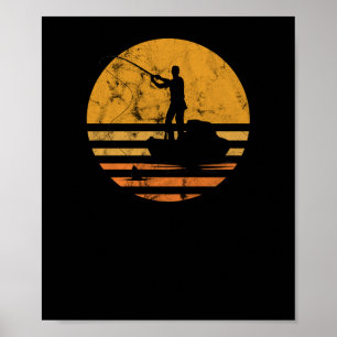 Póster Pescador Vintage de pesca de mosca