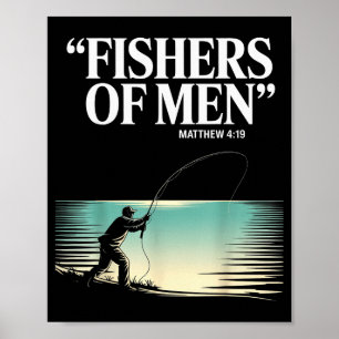Póster Pescadores Cristianos De Hombres Mateo 4 19 Verso