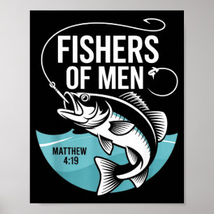 Póster Pescadores Cristianos De Hombres Mateo 4 19 Verso