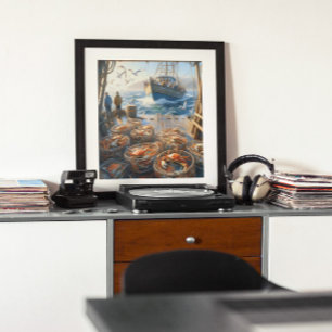 Póster Pescadores de la cosecha del crepúsculo que recoge