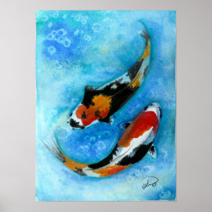 Póster pescados del koi