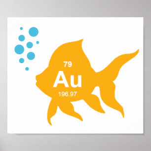 Póster Pescados elementales del oro de la tabla periódic