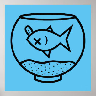 PÓSTER PESCADOS MUERTOS EN UN ILUSTRACION DEL CUENCO DE