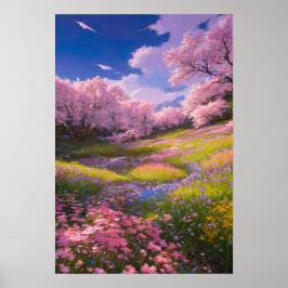 Póster Pescados rosados Sakura