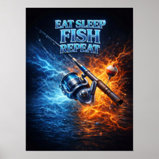 Póster Pescando al por menor Botín Retro