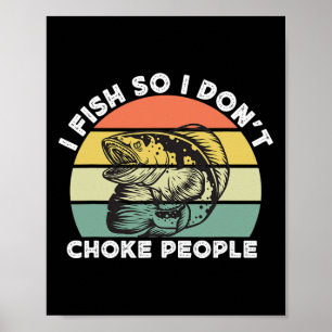 Póster Pescando Cabeza de Serpiente Divertida Retro Pesco