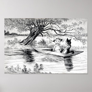 Póster Pescando con el amante, Louis Wain