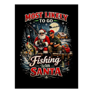 Póster Pescar con Papá Noel