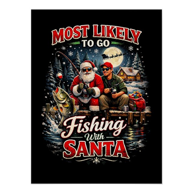 Póster Pescar con Papá Noel (Anverso)