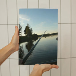 Póster Pescar junto al lago al atardecer Pequeño