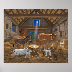 Póster Pesebre de Jesús Niño Noche Santa Navidad Nativida