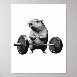 Póster Peso muerto Capybara Divertido Fitness Roedor Aman